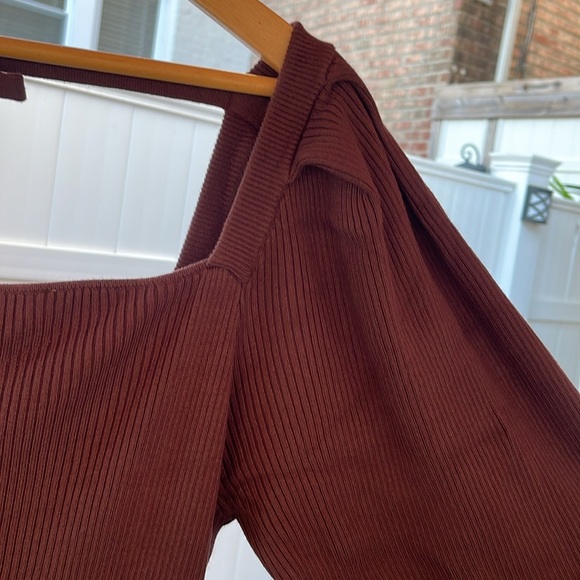 Rachel Parcell - Brown Ribbed Sweater Midi Dress - Picture 7 of 16